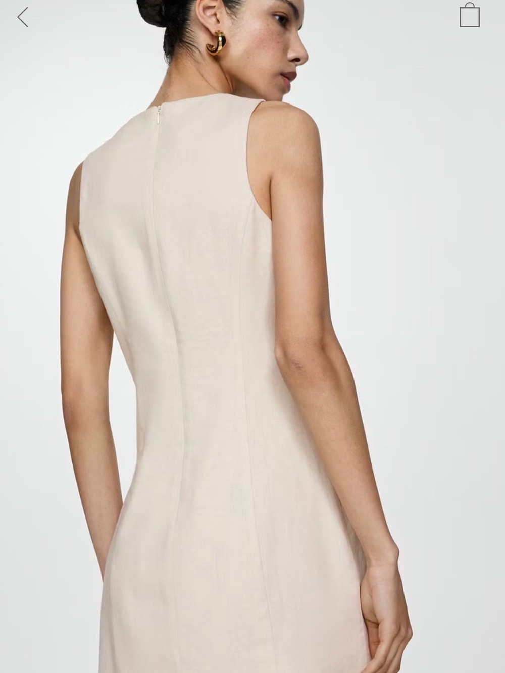 Mango Beige Tie-Front Mini Dress - Picture 3 of 4
